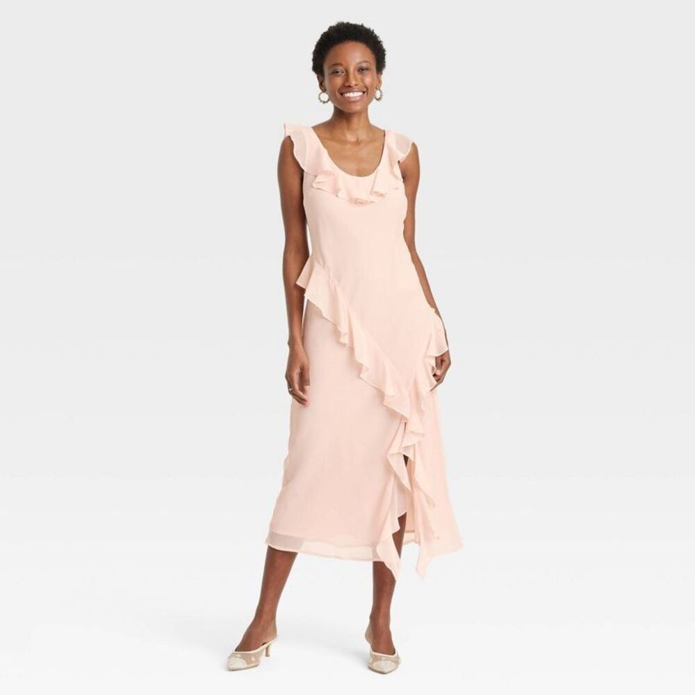 Women's Ruffle Slip Dress - A New Day Light Pink S